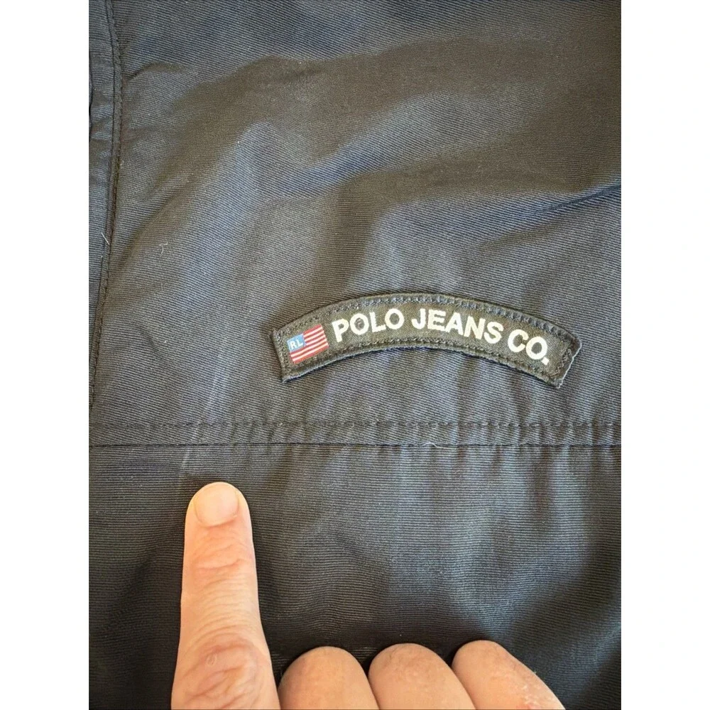 Y2K Polo Jeans Co Ralph Lauren Black Zip Jacket Mens L Nylon